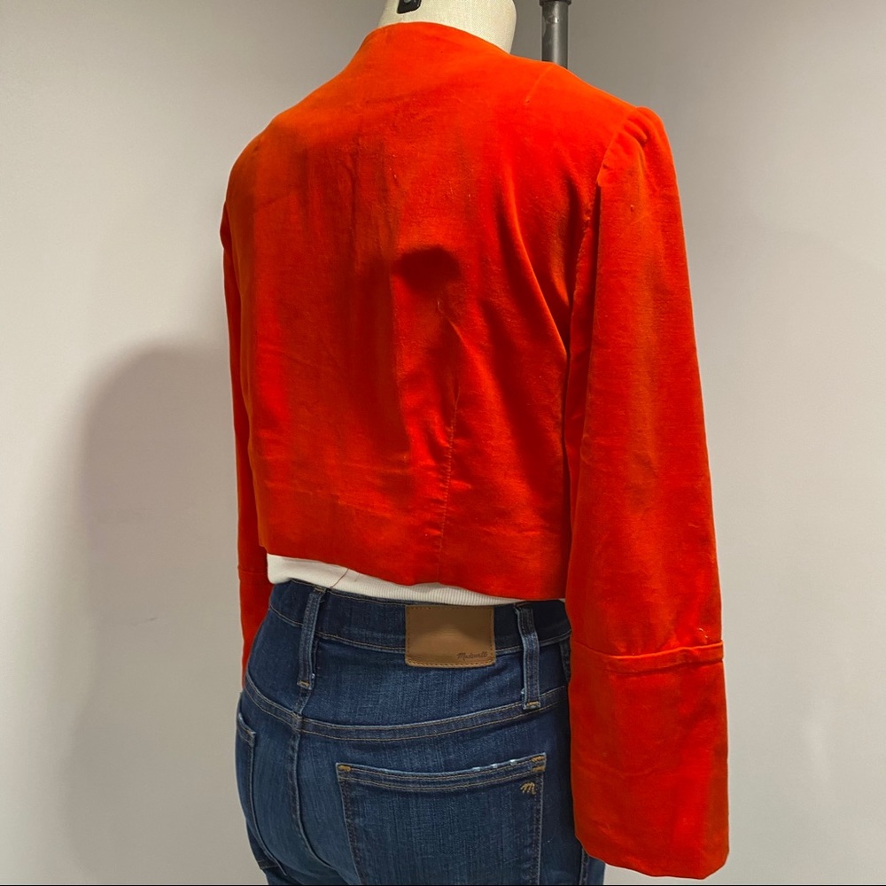 Vintage Velvet Red Cropped Blazer - Picture 4 of 6